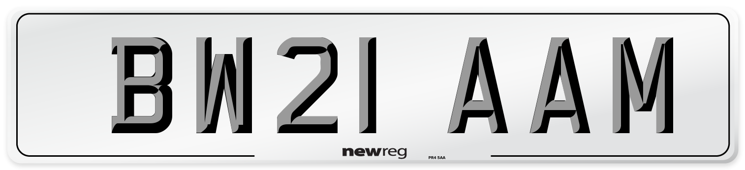 BW21 AAM Number Plate from New Reg